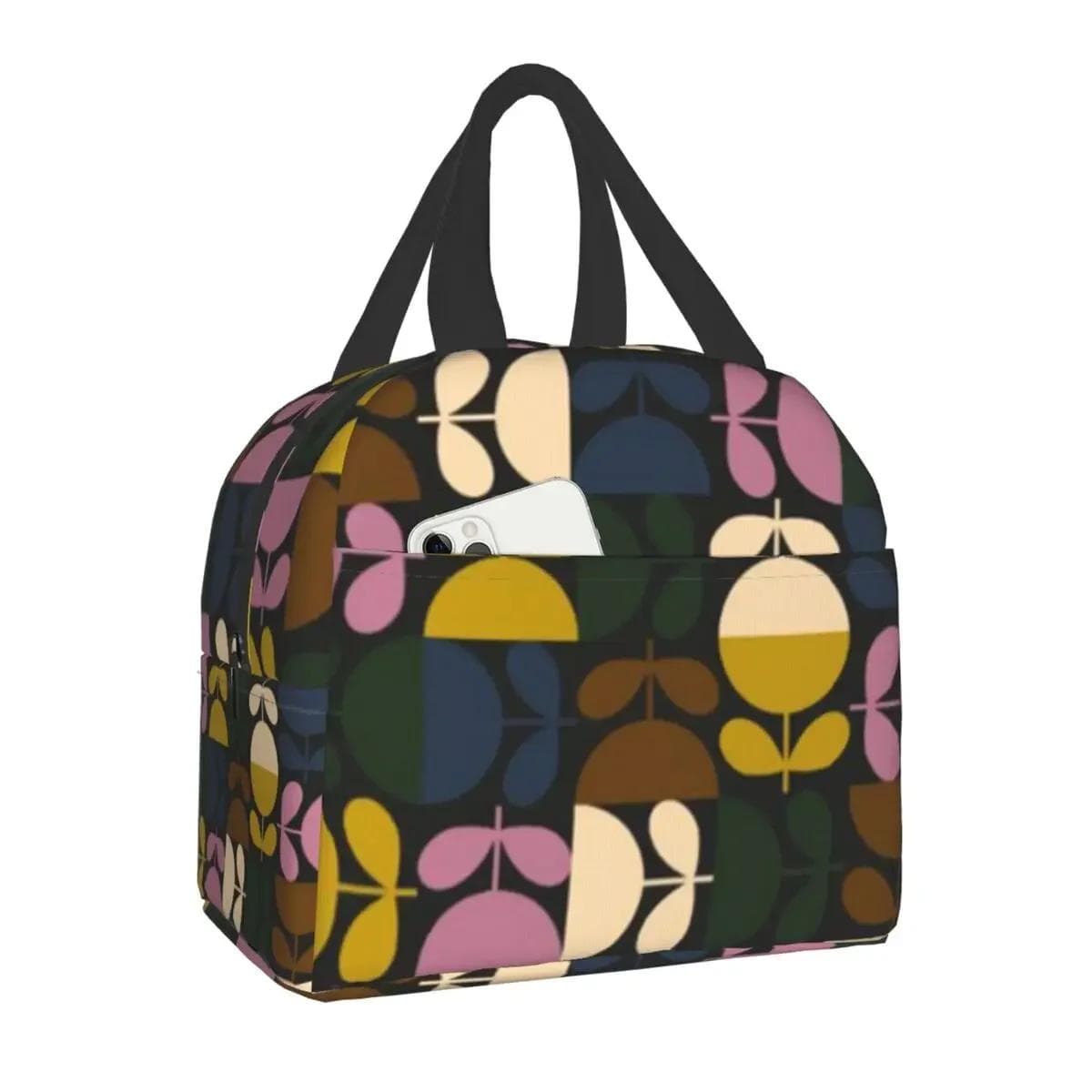 Orla Kiely Multi Stem Thermal Insulated Lunch Bag Scandinavian Flower Portable Lunch Tote for Outdoor Picnic Storage Food Box 22x20x13CM