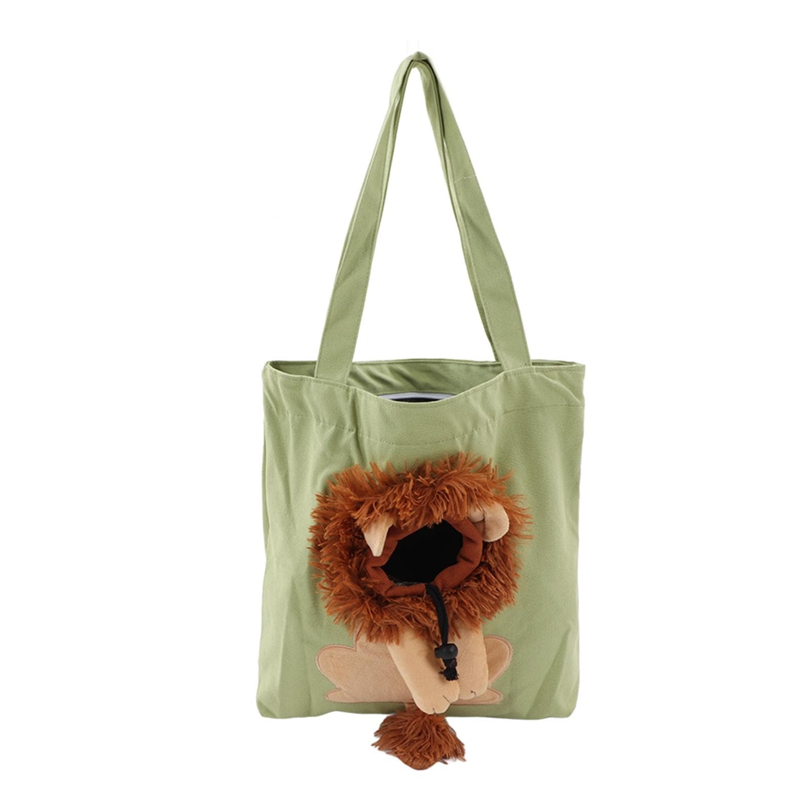 Pet Canvas Bag Cute Lion Shaped Large Capacity Portable Pet Shoulder Carrying Bag for Outdoor Type
