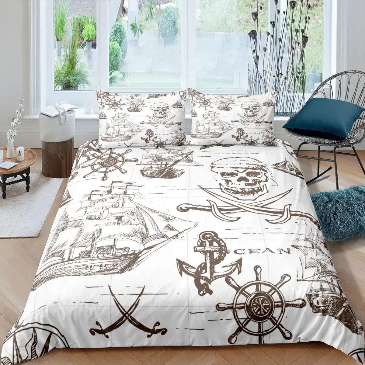 Compass Telescope Duvet Cover Set Navigation Theme Polyester Comforter CoverTwin Size For Kids Boys Girls Bedding Set 70x133cm 2pcs