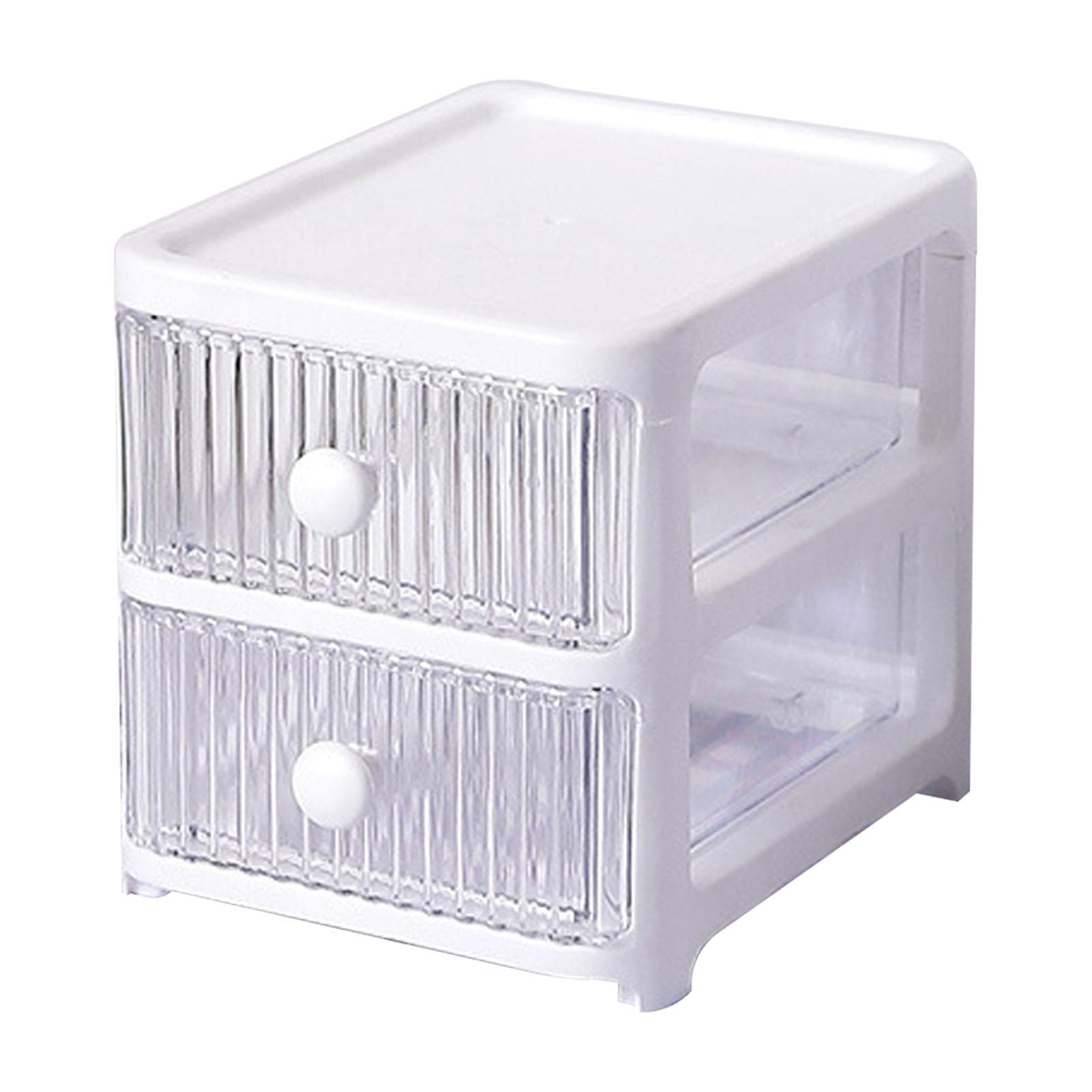 Desktop Storage Box with Drawers Multi Layers Transparent Multifunctional Stackable Desk Organizer