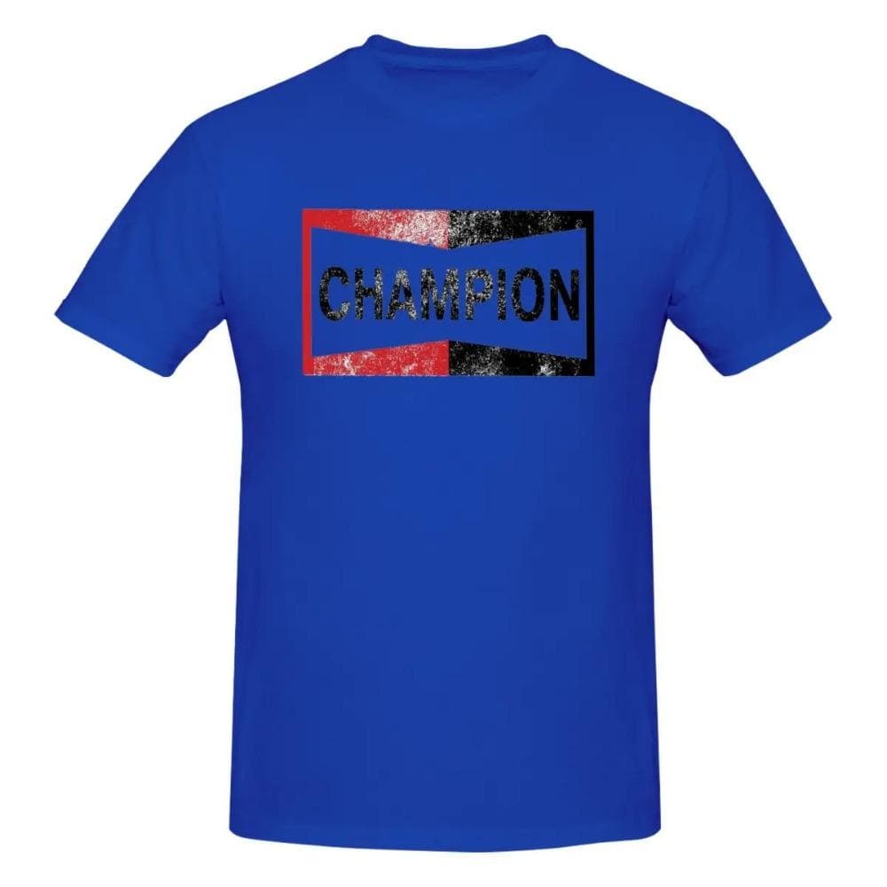 Round neck cotton short sleeved T-shirt with retro champion logo S blue
