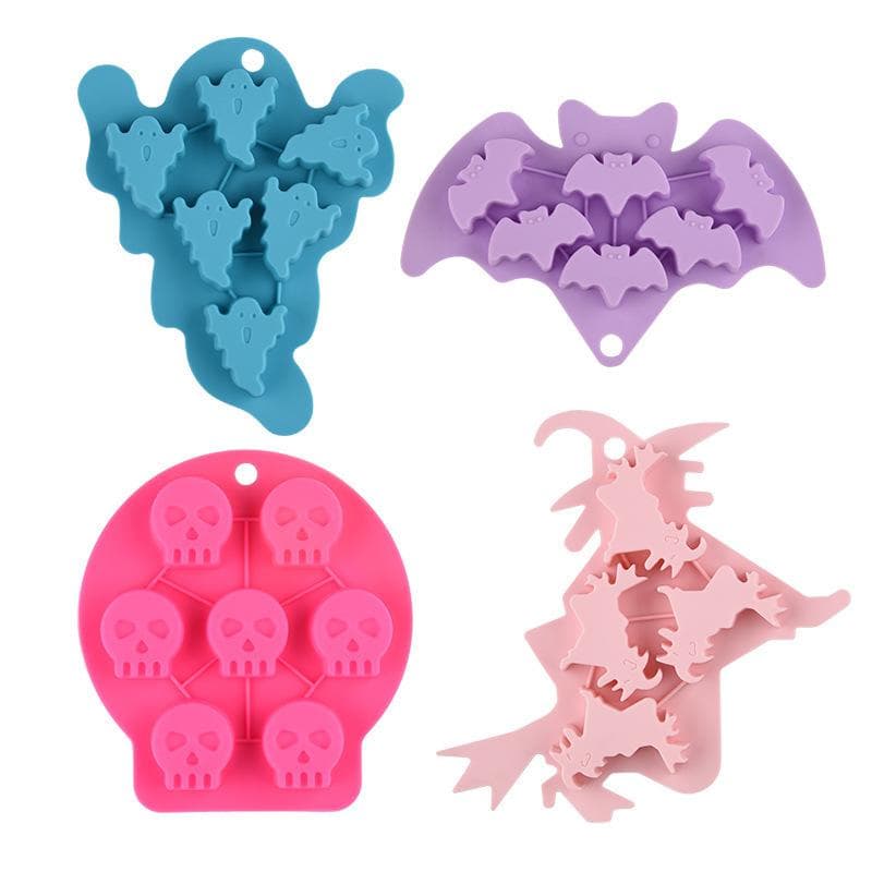 4pcs Halloween Candy Molds, Chocolate Silicone Molds, Jelly Halloween Cake Decorations, Wedding Molds 4pcs