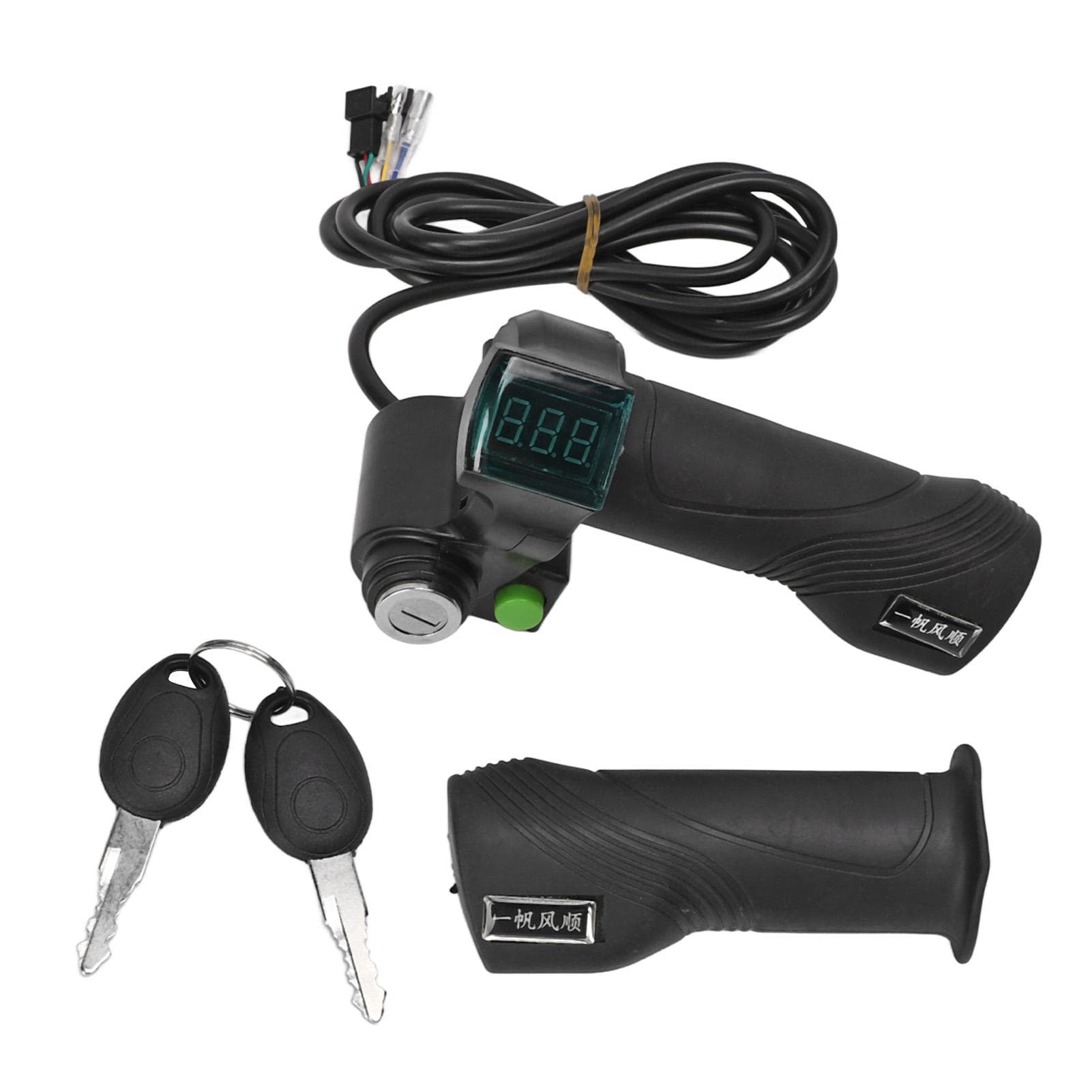 2 PCS Electric Bike Throttle Handle Kit Speed Control Handle Grip with Red Font Screen Lock Key