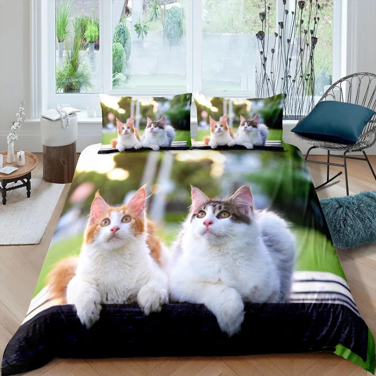 Cat Duvet Cover Set Lovely Animal Bedding Multiple Colour 23PCS Quilt Cover,TwinFullQueenKing Size Polyester Comforter Cover EU Single 135x200cm