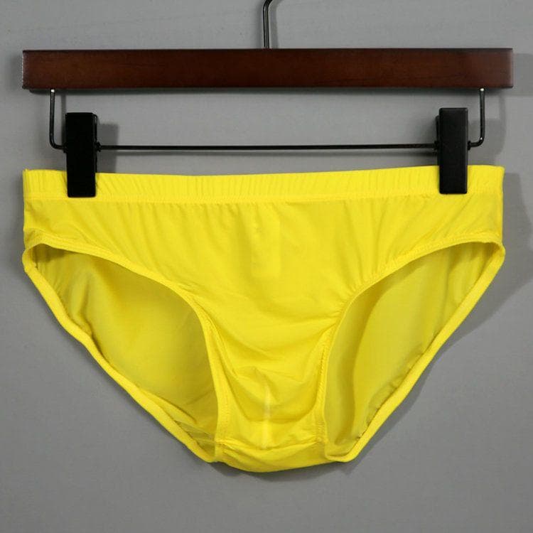 1Pcs Men Panties Mens Ice Silk Boxers Seamless Underwear Man Ultra-thin Breathable Boxer Shorts Male Underpants Boxershorts L yellow