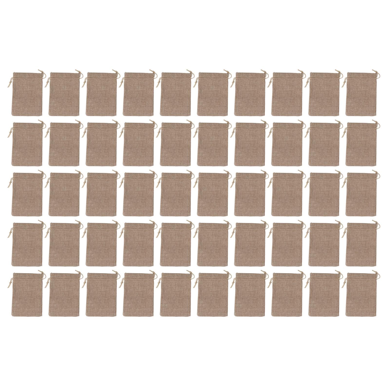 50PCS Burlap Gift Bags with Drawstring Linen Jewelry Pouches Wedding Hessian Jute Bags for Party