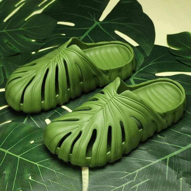 Monstera Slides for Men Summer Women Outdoor Slippers Eva Soft Forest Camping Trend Unisex Slides Beach Shoes Home Slippers 37-38