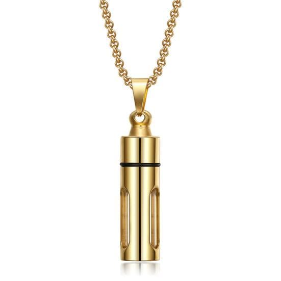 Unisex Necklace Perfume Bottle Openable Stainless Steel Ins Style Electroplating Necklace Jewelry golden