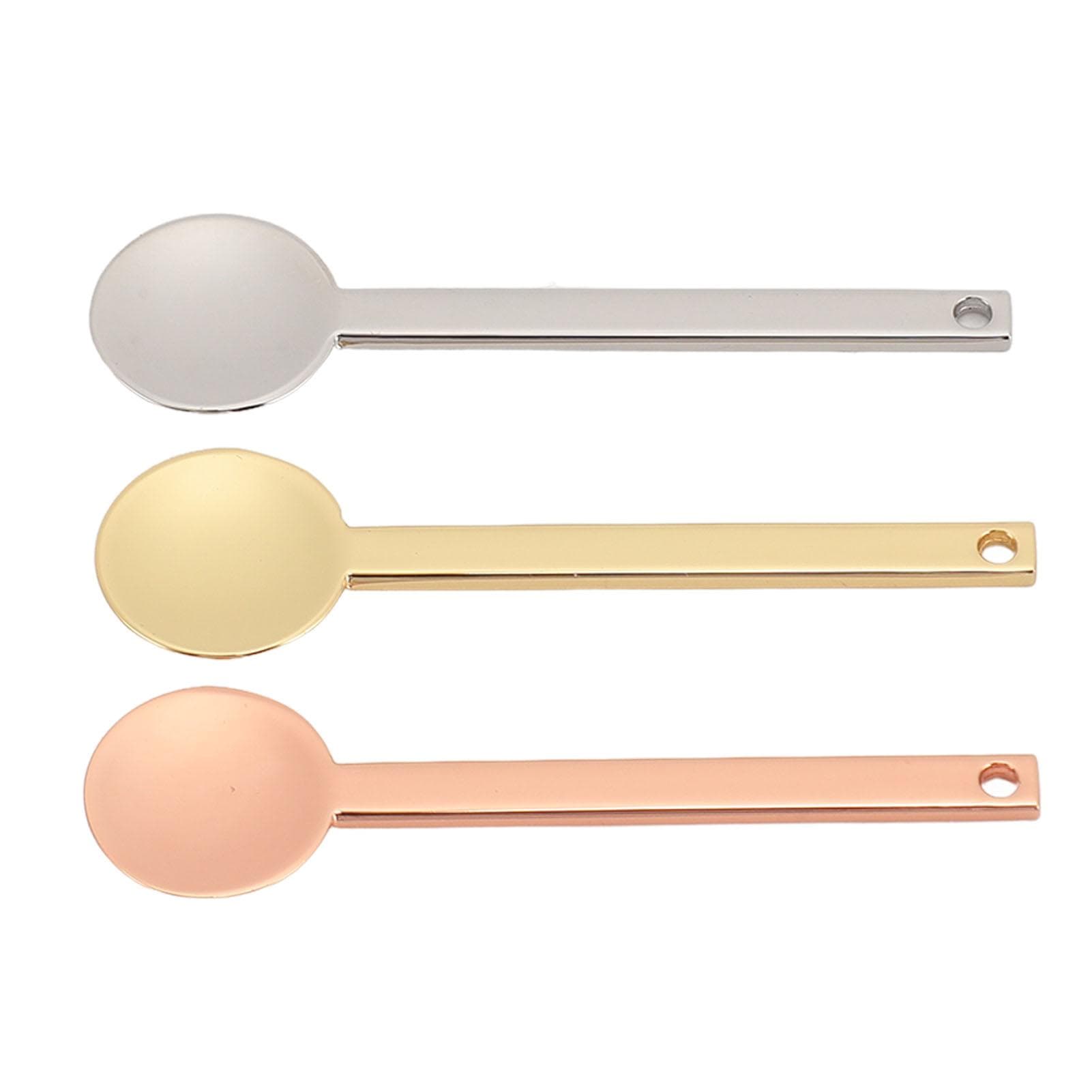 3pcs Metal Cosmetic Spatulas Round Head Lightweight Multifunction Small Makeup Face Cream Spoon