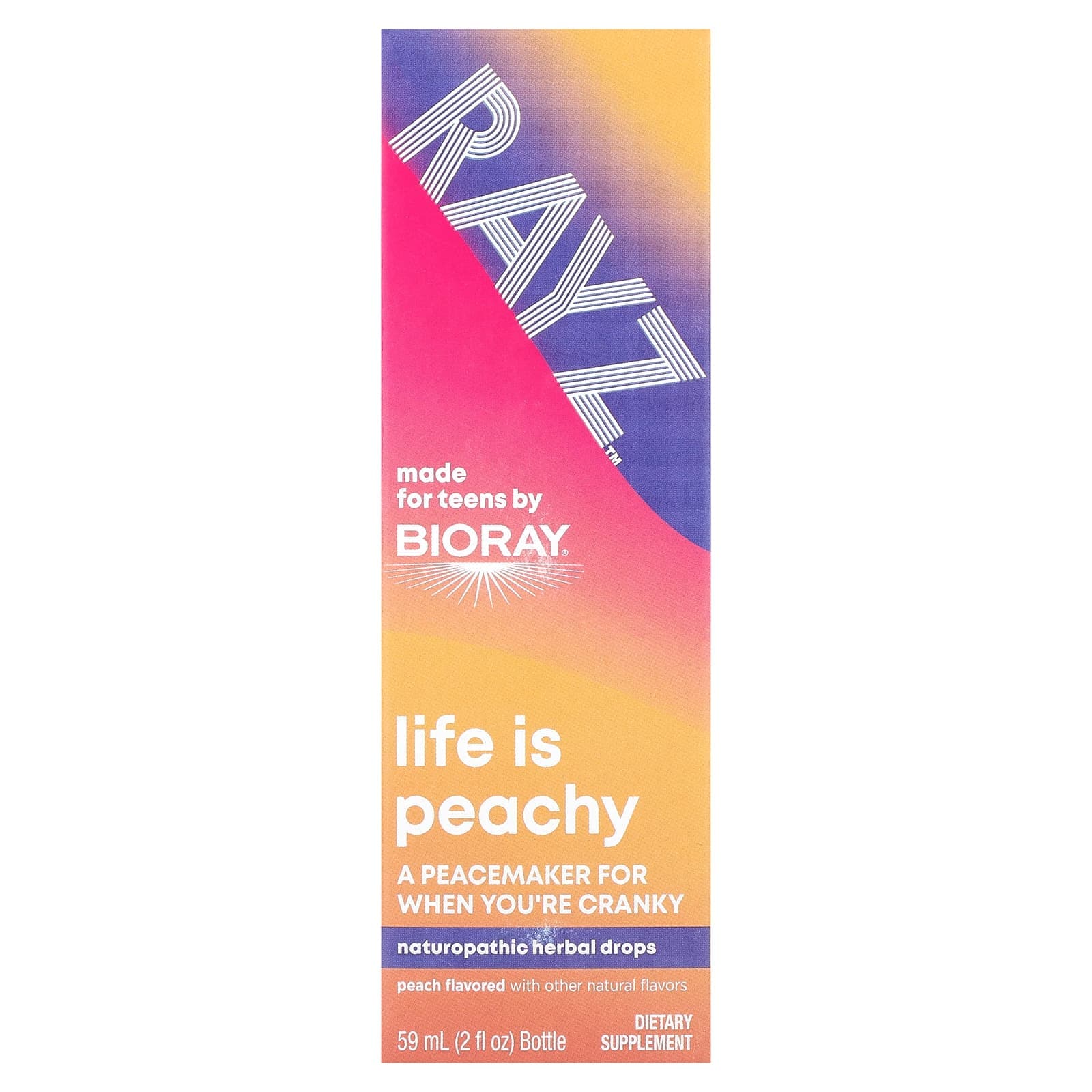Bioray, Rayz, Life is Peach, Youth Herbal Drops, Peach, 2 fl oz (59 ml)