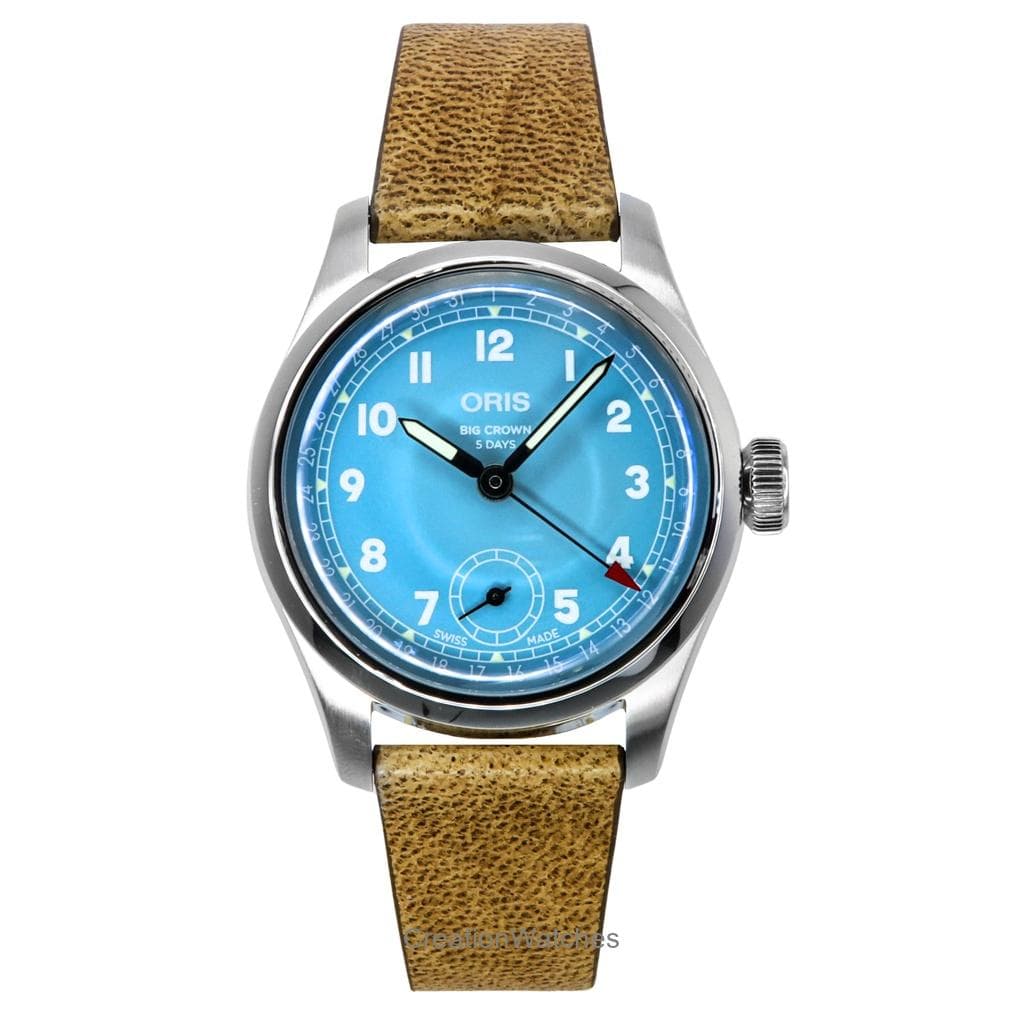 Oris Big Crown Pointer Date Leather Strap Blue Dial Automatic 01-473-7786-4065-07-5-19-22FC Men's Watch blue