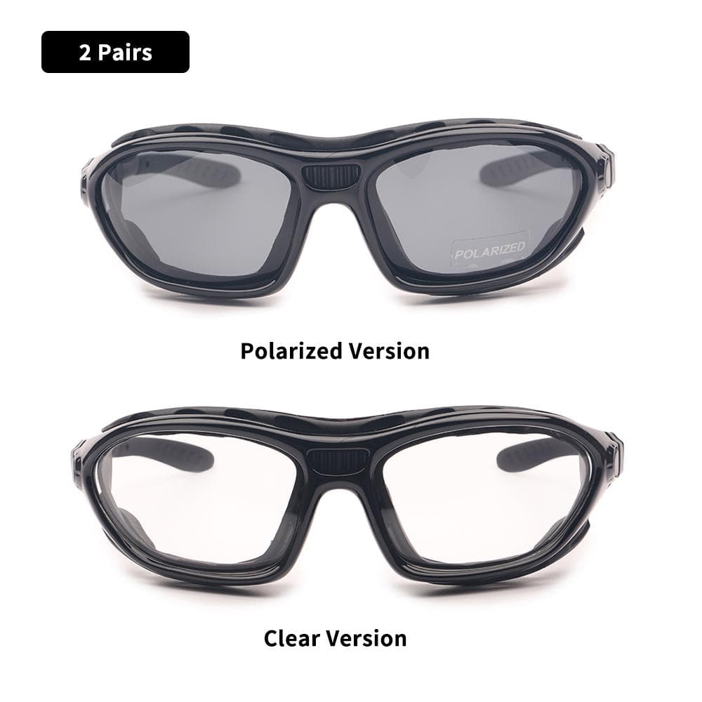 Motorcycle Goggles Clear 2 Pairs Day Night Riding Glasses Interchangeable Lenses Strap for Road Racing Sunglasses