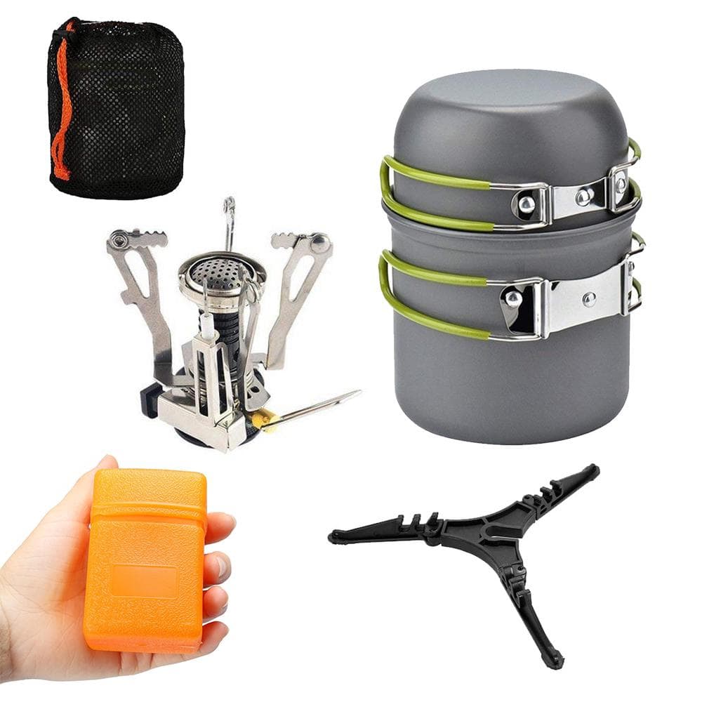 Camping Cookware Set with 3000W Camping Stove Cooking Pots Pans Tank Bracket For Outdoor Picnic