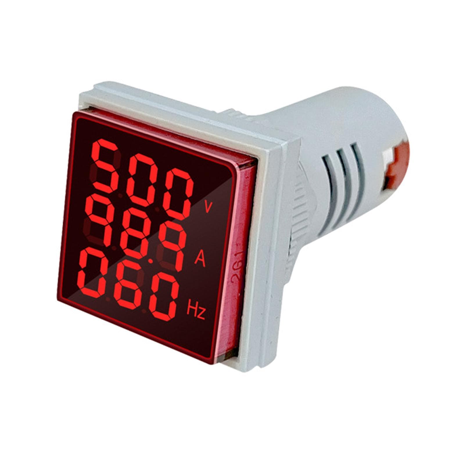 ThreeDigit Display AC Current Voltage Frequency 3in1 Indicator 22mm Square Head LED red