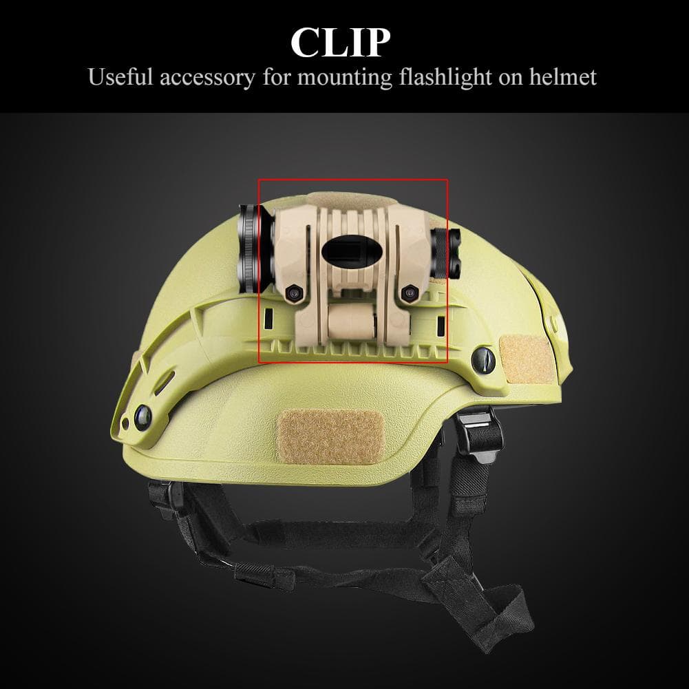 Plastic Quick Release Flashlight Clamp Clip Mount Accessory for Fast Helmet (Tan)