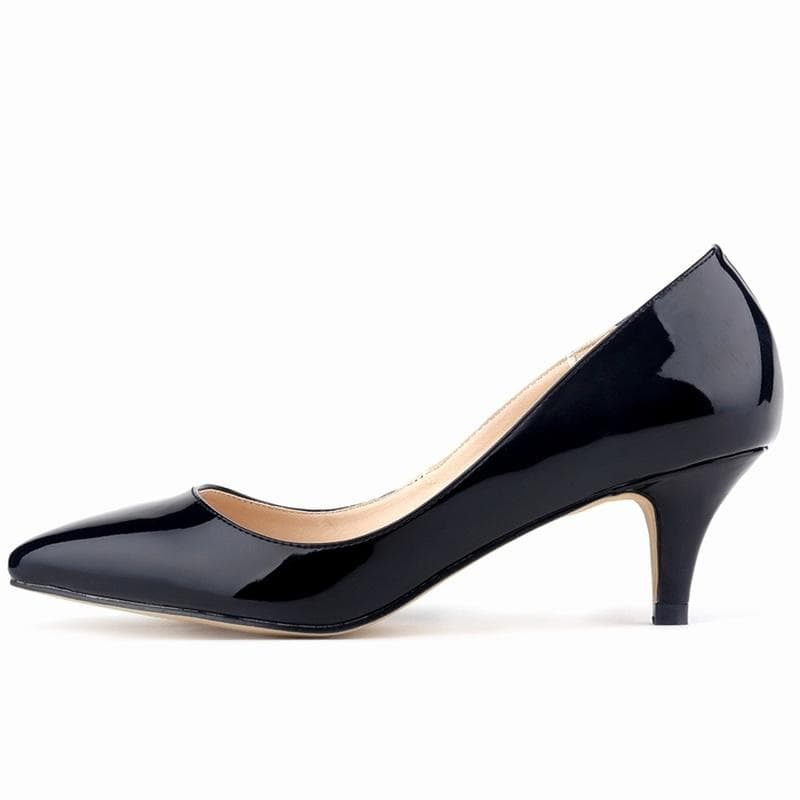 Classic Sexy Pointed Low Med Kitten Heels Women Pumps Shoes Spring Brand Design Wedding Dress 39 black