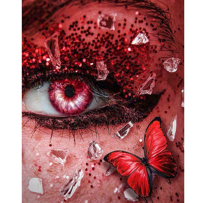 5d Diy Daimond Painting butterfly&eye Full Drill Round Rhinestone Embroidery Eye Art Crafts 20X30CM