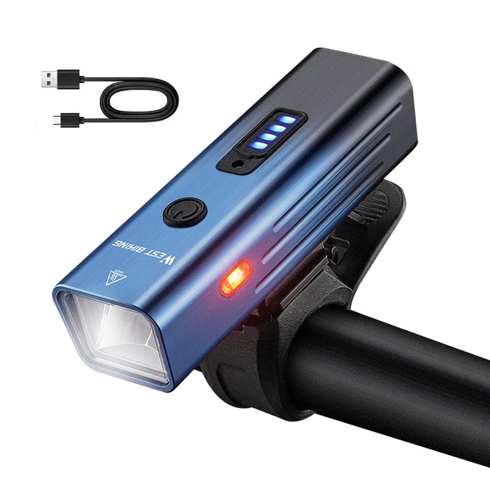 High Brightness Aluminum Alloy Bicycle Light 250 Lumen USB Rechargeable Bike Light Light Sensing blue