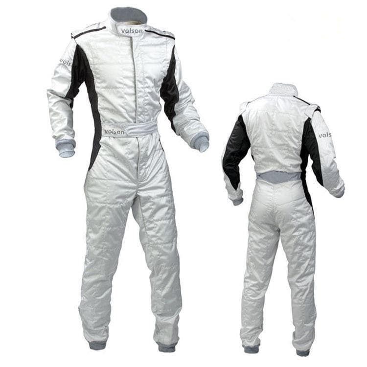 F1 Off-Road Kart Racing Suit - Waterproof, One-Piece Design for Adults & Kids White