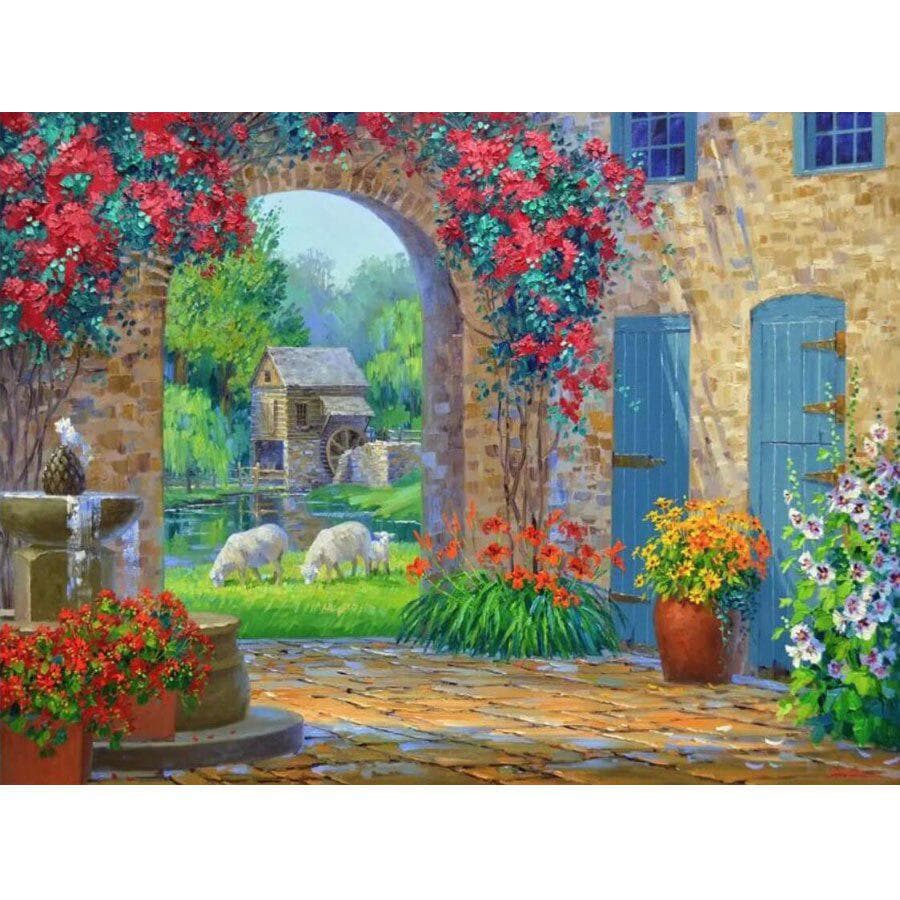 5D DIY Full Round Drill Diamond Painting Abstract Landscape Home Mosaic Embroidery 20X30CM