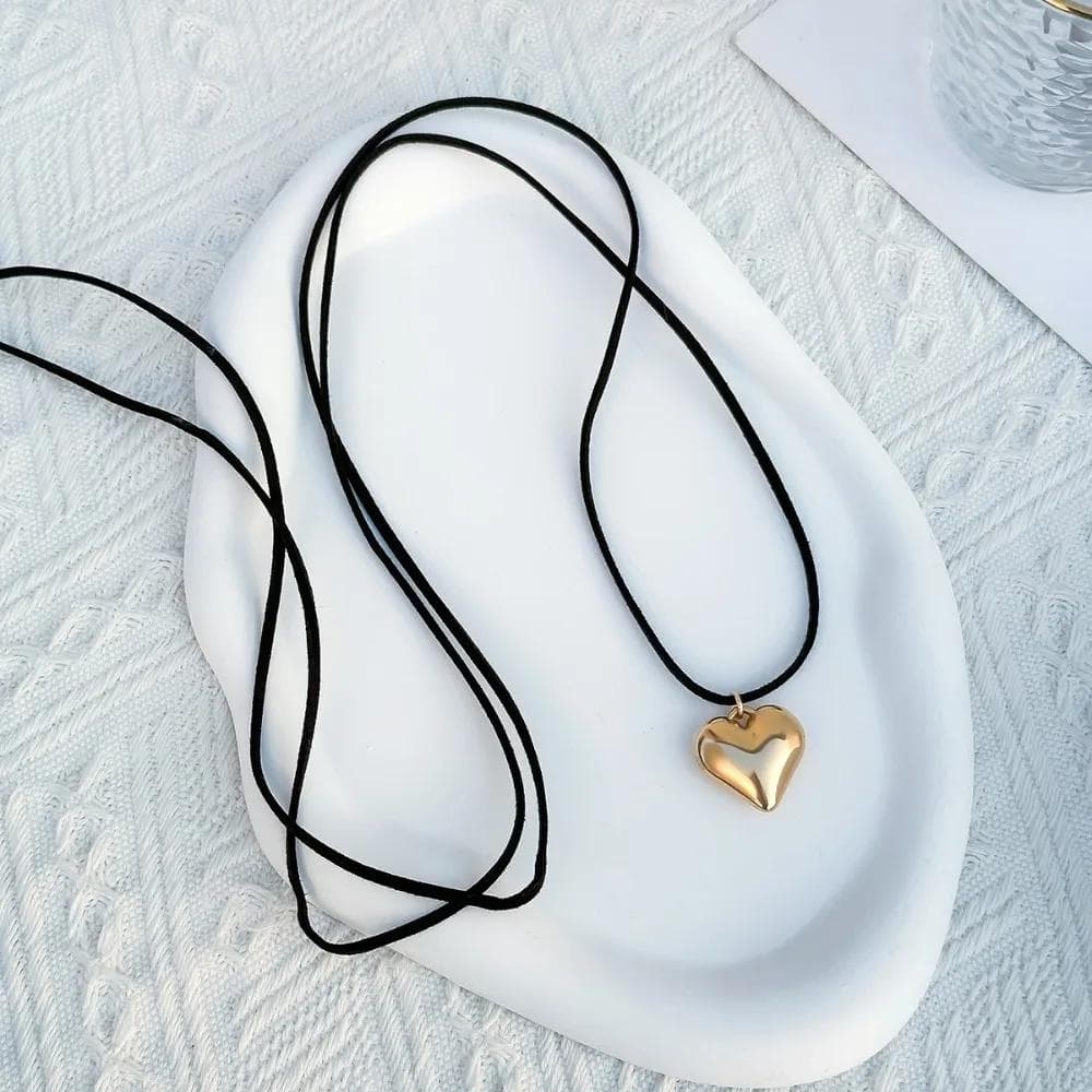 Bow Tie Choker Heart Pendant Collar Necklace Jewelry Clavicle Chain Necklace Bowknot Adjustable Chain Necklace Fashion Jewelry gold