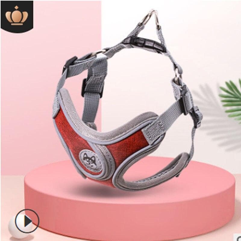 Breathable Dog Harness with Leash Reflective Oxford Vest Harness for Dogs Adjustable Size Small Medium Dogs XS (no Leash) red