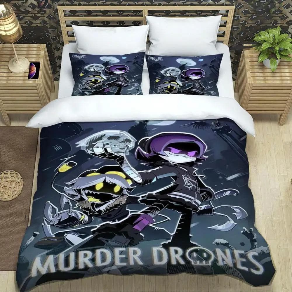 Murder Drones Cartoon Printed Bedding Sets exquisite bed supplies set duvet cover bed comforter set bedding luxury birthday gift EU Single 135x200cm