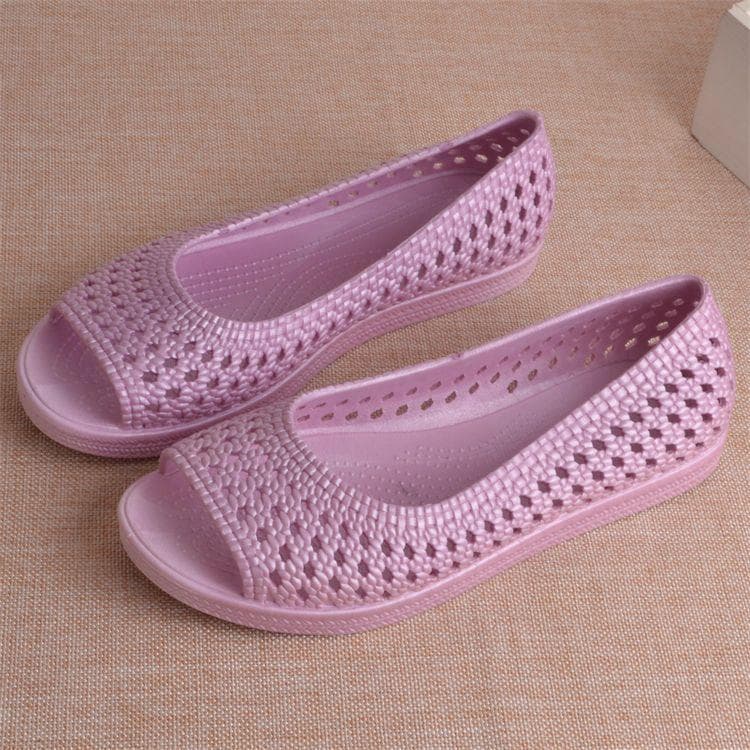 Fish Mouth Beach Women's Sandals Hollow Breathable Non Slip Sandals White Work Shoes Soft Thick Soles 41 purple