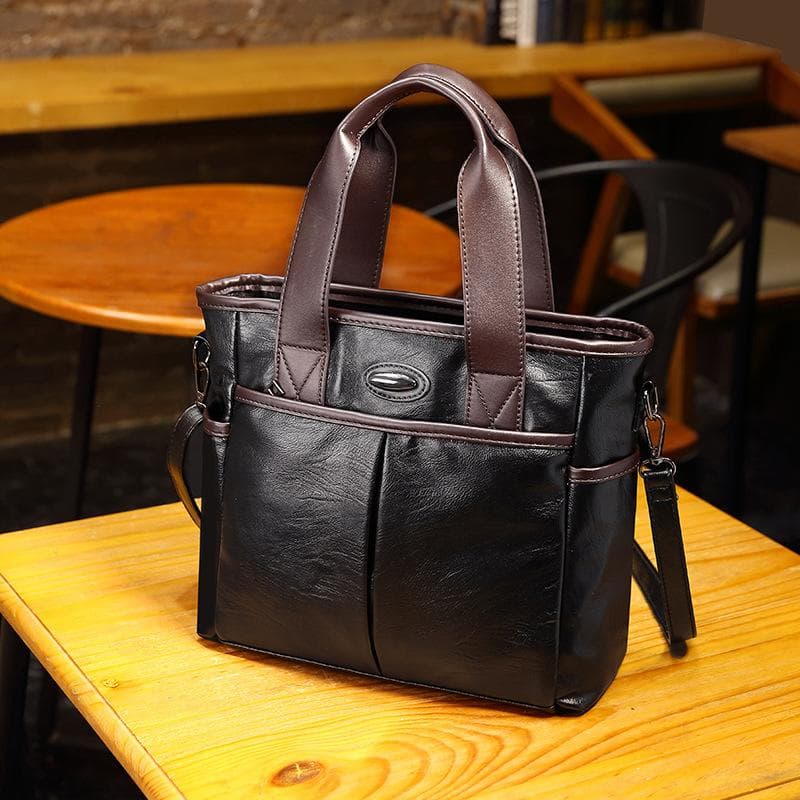 Simple Large Capacity Handbag Europe and The United States Tote Bag Shoulder Bag Crossbody Bag Soft Leather Women's Bag black