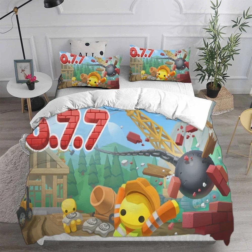 Wobbly & Life Single Bedding Set,Duvet Cover Comforter Bed Set Quilt Cover Pillowcase,King Queen Twin Size Boys Girls Adultse 135X200cm-2pcs