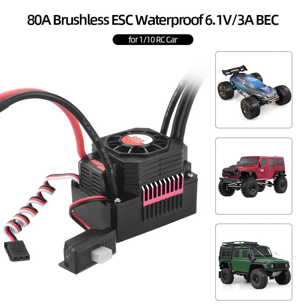 SURPASS HOBBY 80A Brushless ESC Waterproof Electric Speed Controller for 1/10 RC Truck Off-road Car black