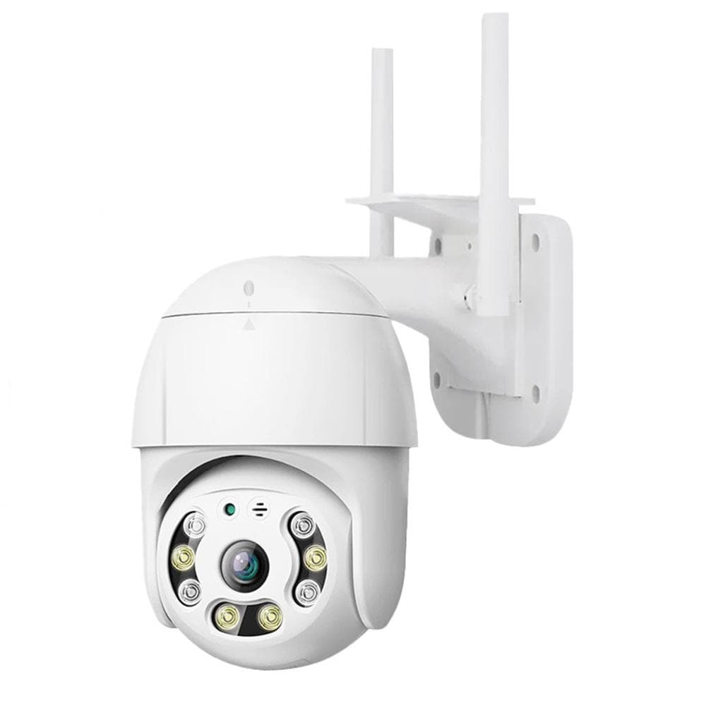 1080P Smart WiFi Camera System Waterproof Wireless Monitor Camera 355 degrees Rotatable Motion Detection US Plug white