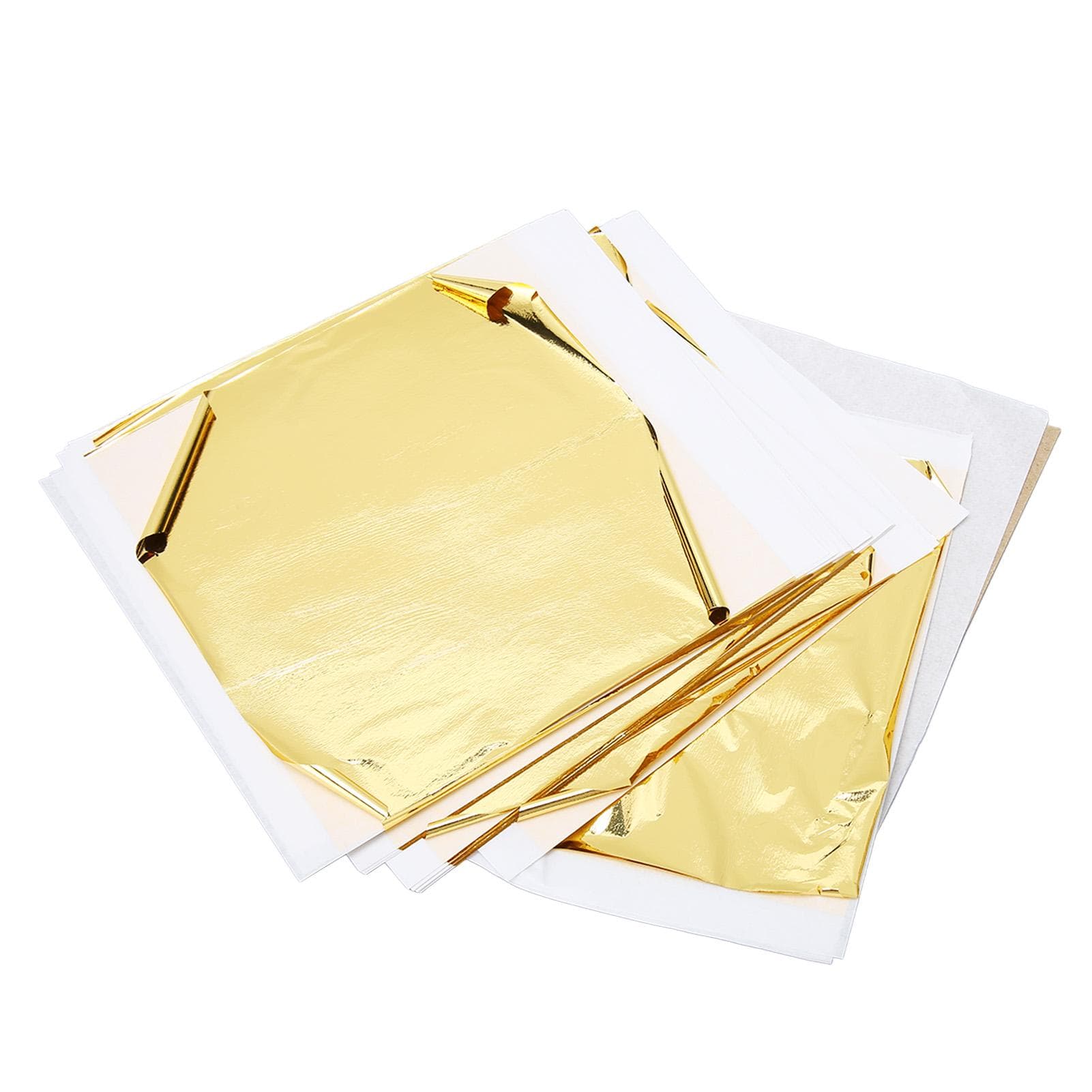 100pcs Imitation Gold Leaf Sheets Cuttable Foldable Large Gold Foil Paper for Gilding Craft Nail