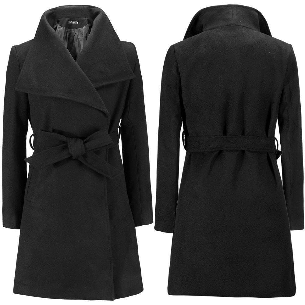 Autumn and Winter Women's Woolen Coat Mid-length Woolen Coat 2XL black