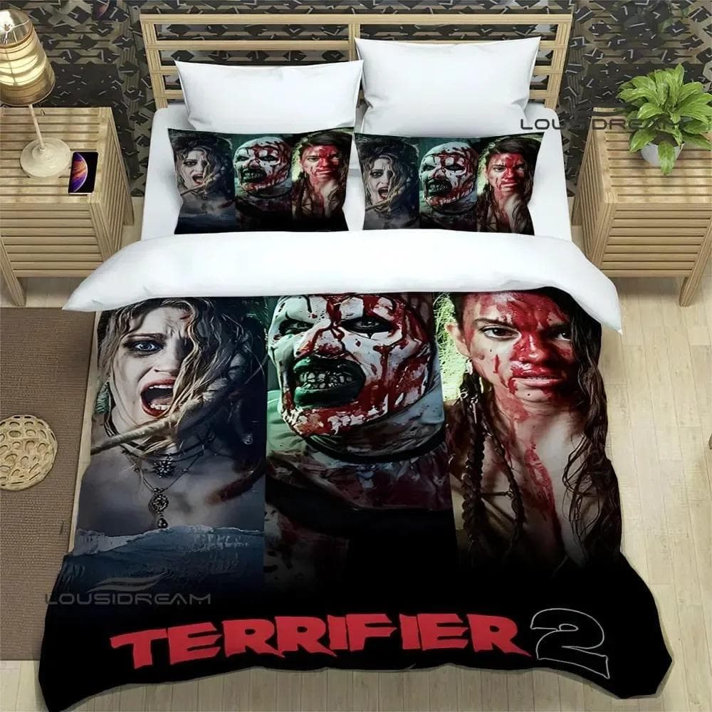 Terrifier horror printed Bedding Sets exquisite bed supplies set duvet cover bed comforter set bedding set luxury birthday gift 70x133cm 2pcs