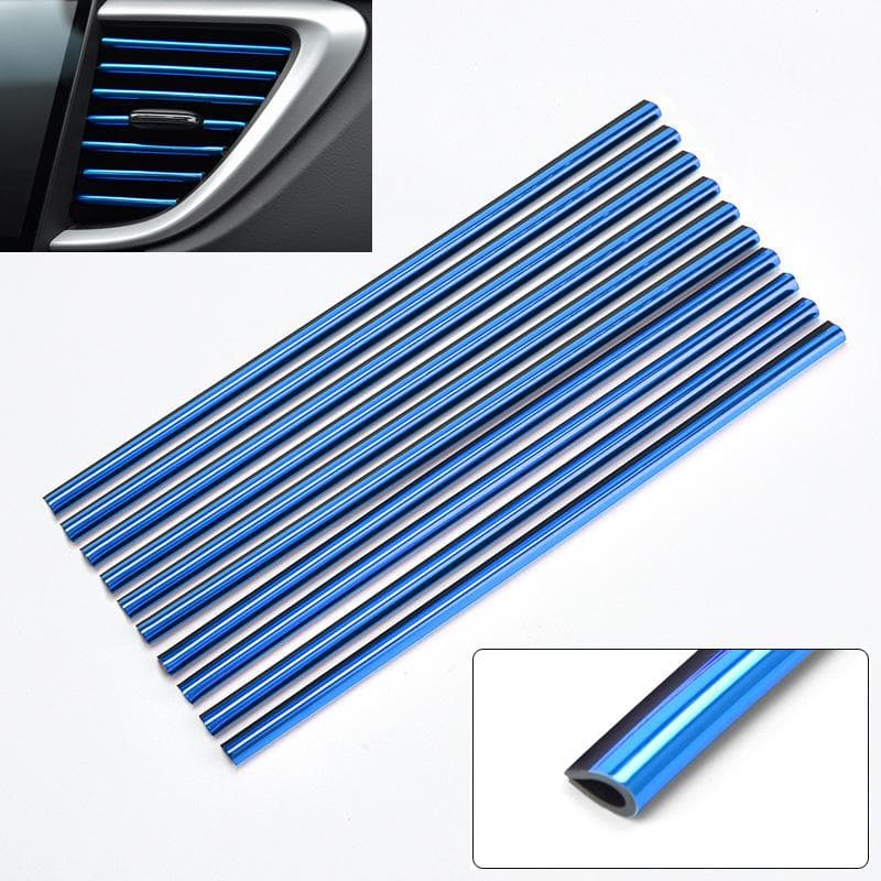 10PCS 20cm Car Air Conditioner Outlet Decorative U Shape Moulding Trim Decor Strips Car Styling Car Door Edge Corner Protector 10pcs blue