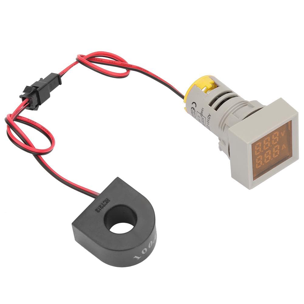 2 in1 LED Indicator Light Mini Digital Display AmmeterVoltmeter Square Signal Lamp(Yellow)