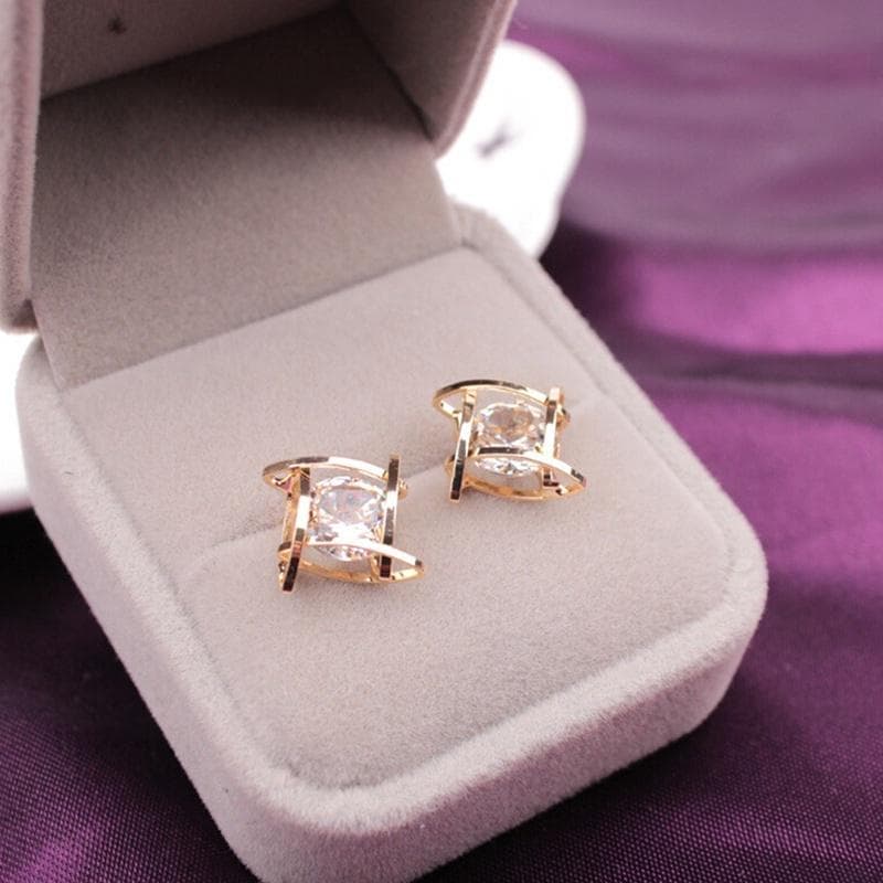 Fashion Women Earring Hollow Out Square Earrings Ear Studs Best Portal One Size gold
