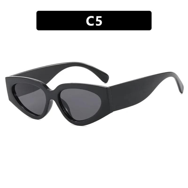 Fashionable Color Blocked Cat Eye Sunglasses Minimalist Stylish Women Eyewear High-end UV Protection