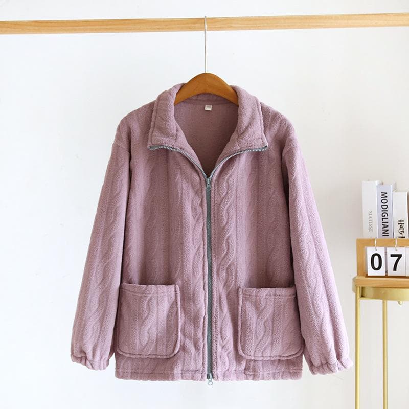 Autumn/Winter New Couple Thickened Flannel Pajamas Men's and Women's Zipper One Piece Top Windproof Home Fur Coat Pajamas 2XL