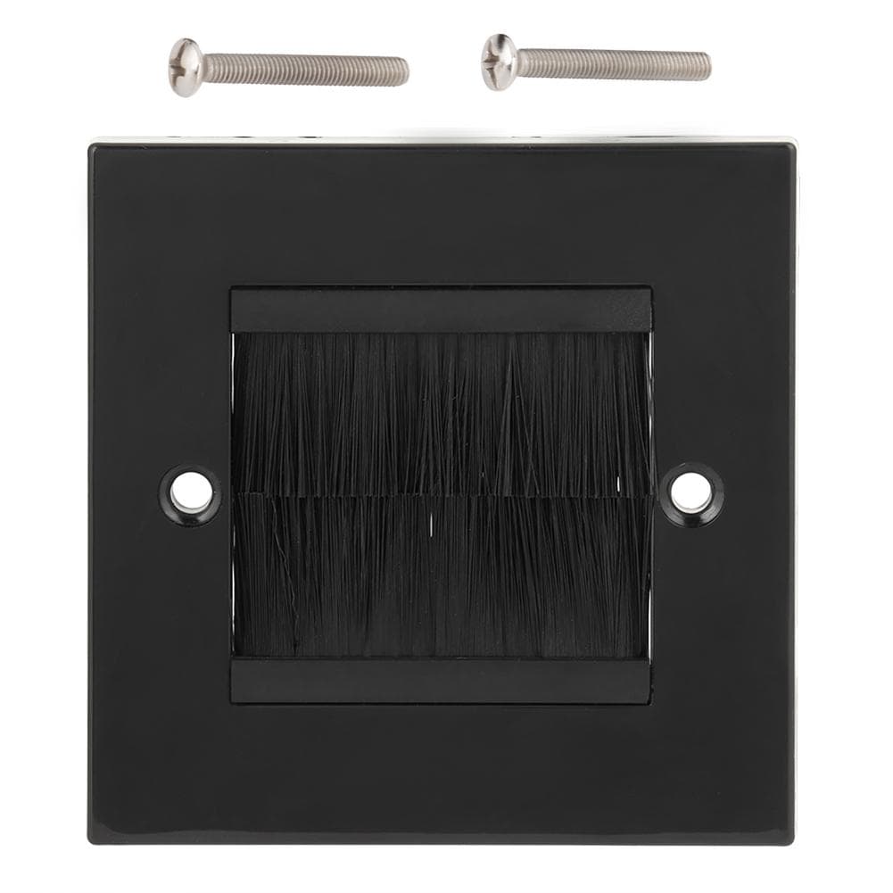 Dust Prevention Brush Cable Wall Plate Port Insert Cover Outlet Mount Panel (Black) Black