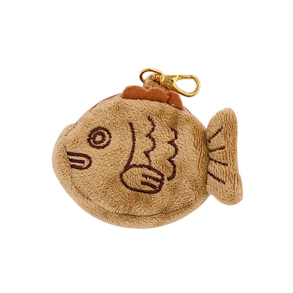 Little Fish Coin Purse Japanese-Style Coins Bag Cute Plush Coin Wallet Creative Wrist Bag Children's Wallet brown