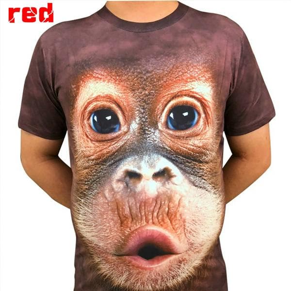 Men's Fashion Casual 3D Printed Spoof Gorilla Funny Monkey T - Shirt Cool Short Sleeve Shirts S