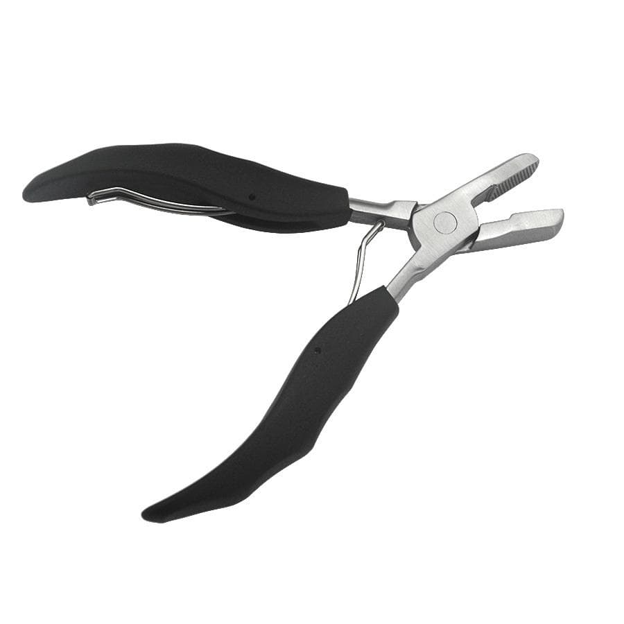 1Pc Black Flat Shape Plier with Small Grooves Pre-Bonded Hair Extension Clamp black