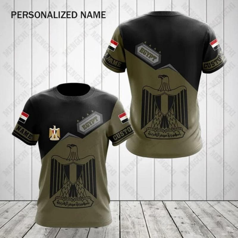 Egypt Flag & Coat of Arms Graphic Tee Summer Casual Pullover Men's Fashion O-neck T-shirts Boys Oversized Short Sleeve Tops L