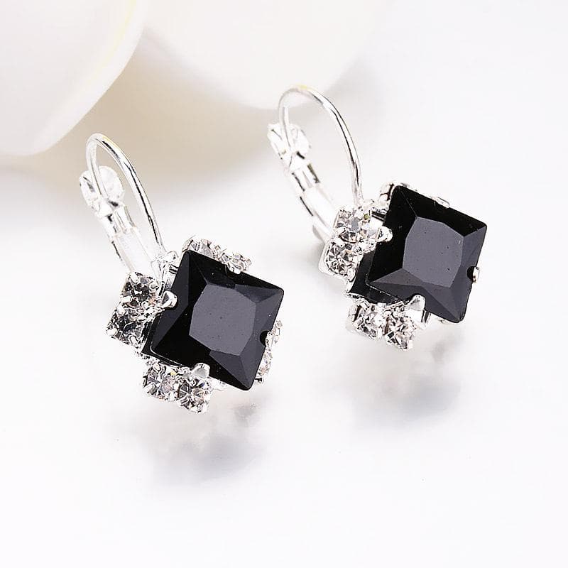 1Pair of Earrings Fashion Women Shiny Leverback Earrings Wedding Engagement Jewelry Suspension black