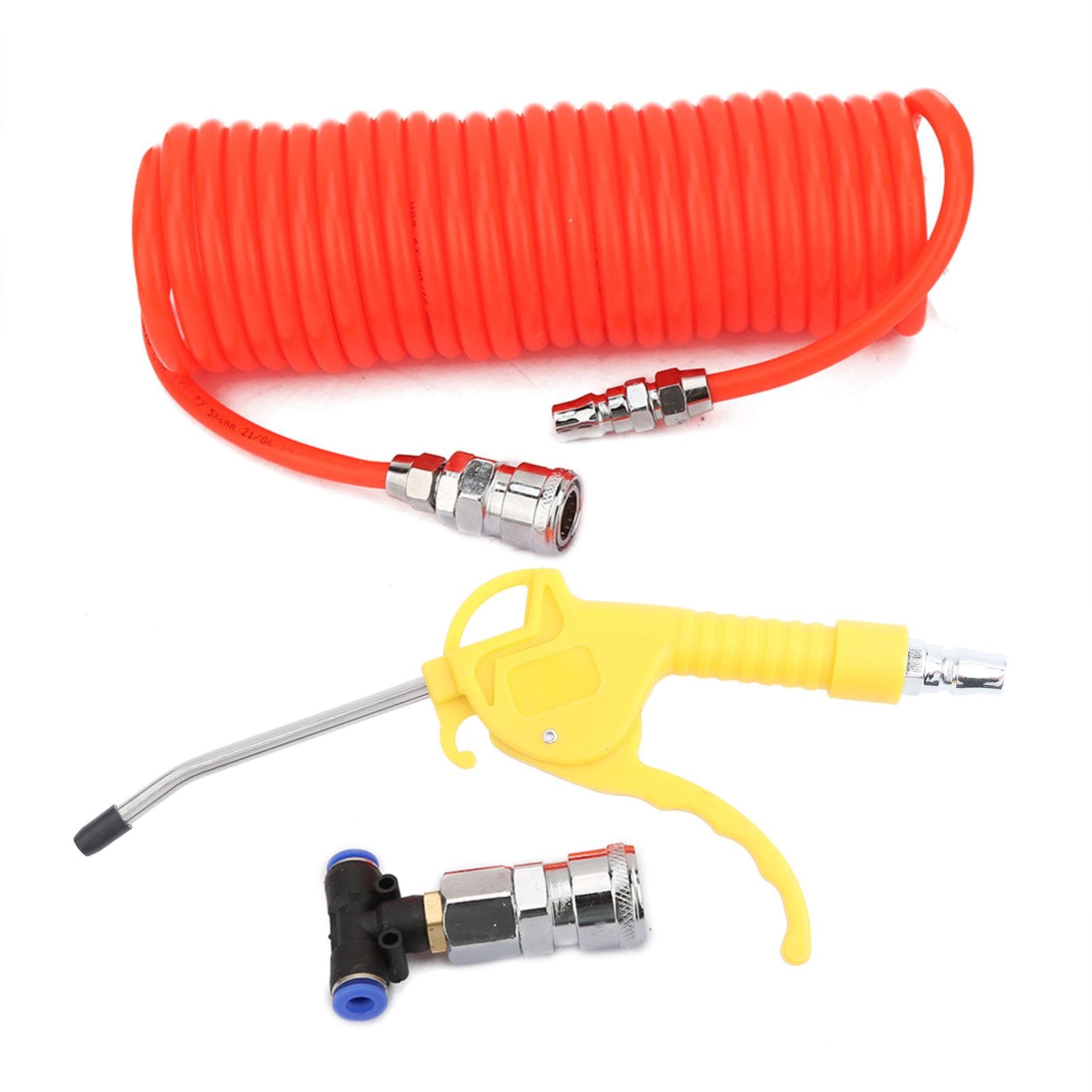 ABS Air Blow Gun Dust Blower with 6m Spring Hose 3Way Quick Connector for Car Dedusting
