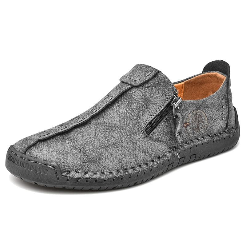 Spring and Autumn Men's Casual Leather Shoes Large Size Men's Driving Car Shoes Men's Breathable Handmade Casual Shoes 43 grey