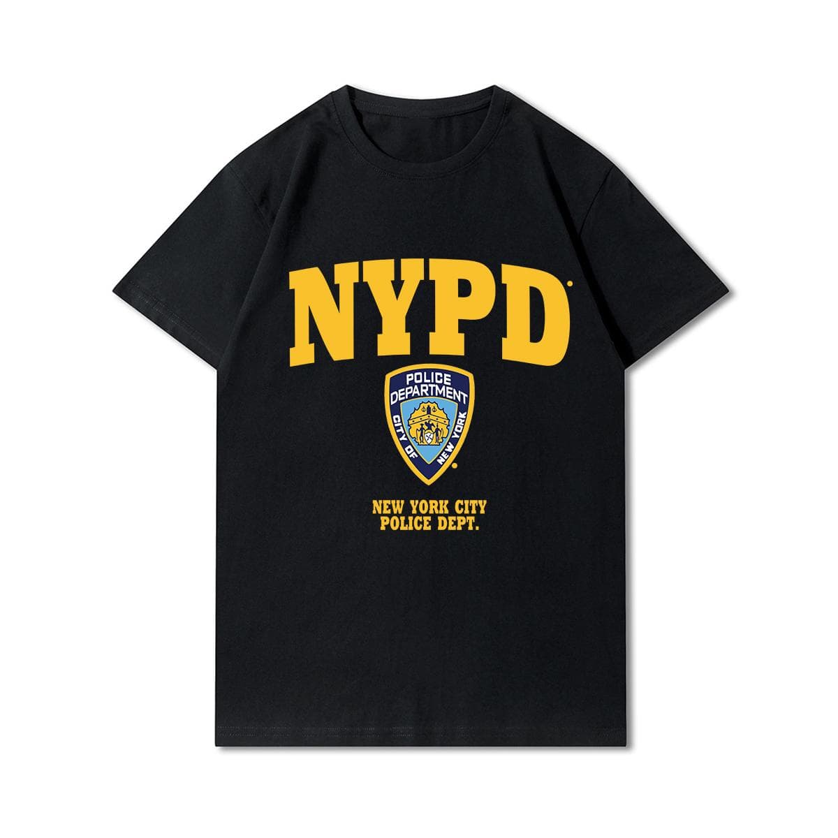 Plus Size Hip Hop Streetwear Men T Shirts NYPD Printed Harajuku T-Shirt Cotton Casual Tops Summer Short Sleeves Tees XL black