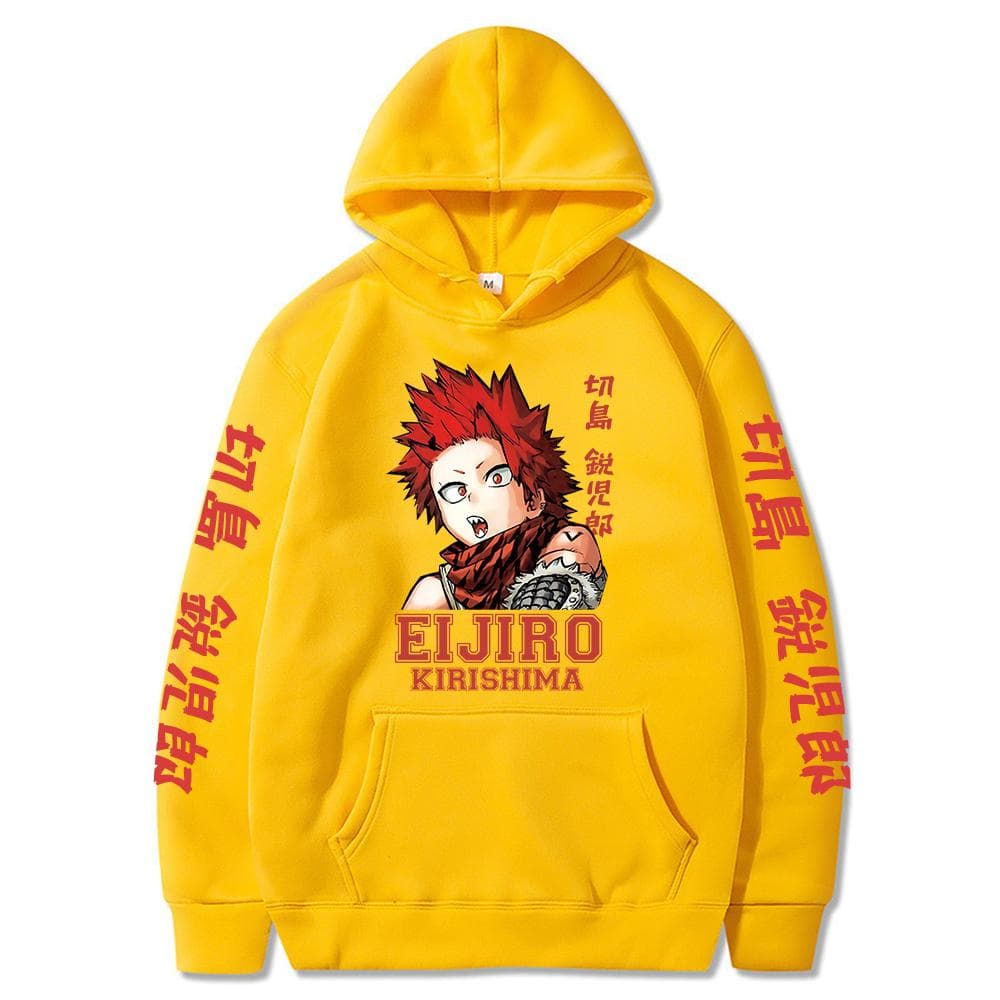 Kawaii Eijiro Kirishima My Hero Academia Hoodie Anime Harajuku Men/Women Streetwear Tops Cartoon Boku no Hero Academia Unisex Sweatshirts M yellow
